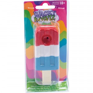 3.5" Red White & Blue Popsicle Ceramic Pipe - Wacky Bowlz [CP104]
